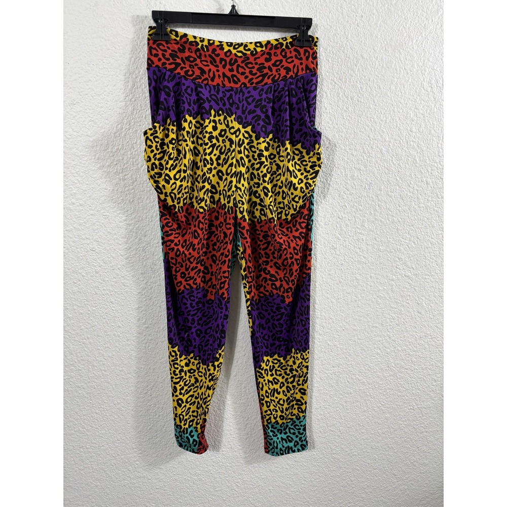 Vintage‎ Cleo Apparel Pants Womens Small Multicolor Animal Print Harem Retro